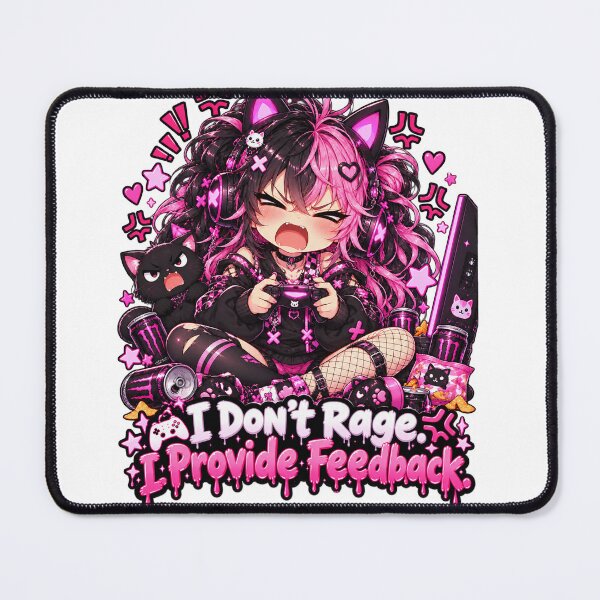 Item preview, I Don’t Rage I Provide Feedback – Funny Chibi Gamer Girl designed and sold by Kubbykat.