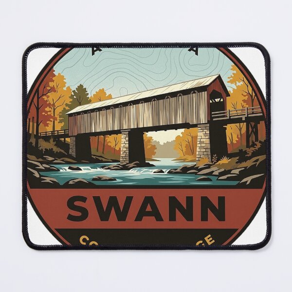 Item preview, Swann Covered Bridge Alabama Vintage Park Badge Sticker designed and sold by DetourDgn.
