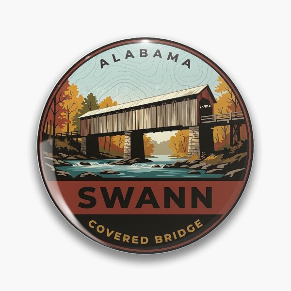 Item preview, Swann Covered Bridge Alabama Vintage Park Badge Sticker designed and sold by DetourDgn.