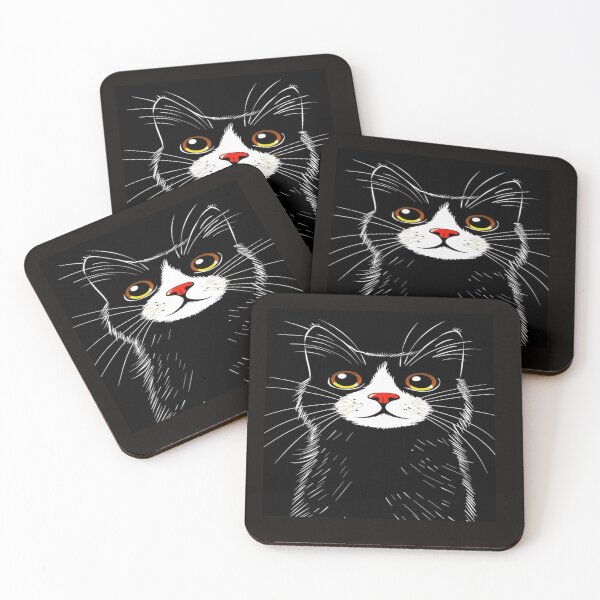 Item preview, Black and White Cat Orange Eyes Artwork  designed and sold by NivyasArtistry.