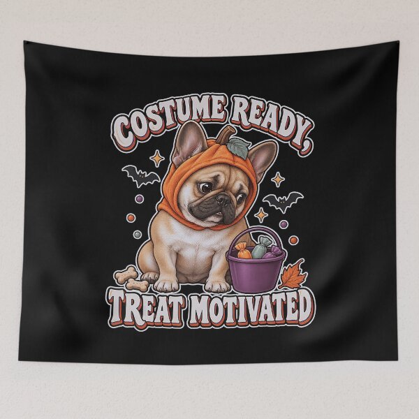 Item preview, Costume Ready Treat Motivated Halloween French Bulldog designed and sold by NoeValdric.