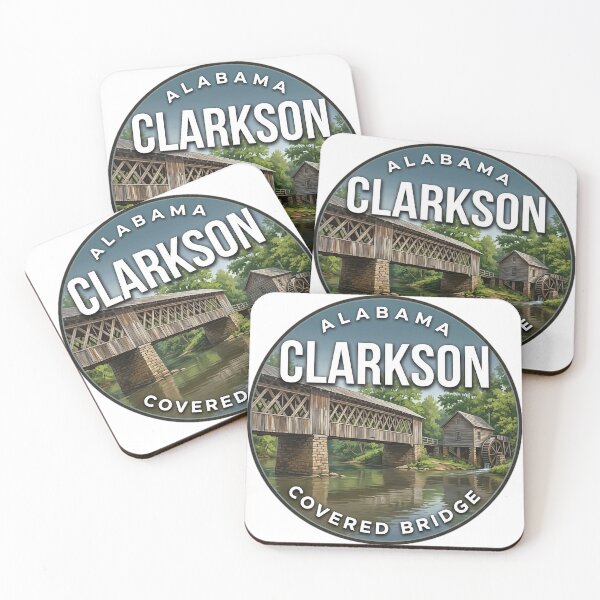 Item preview, Clarkson Covered Bridge Alabama Round Travel Badge Sticker designed and sold by DetourDgn.