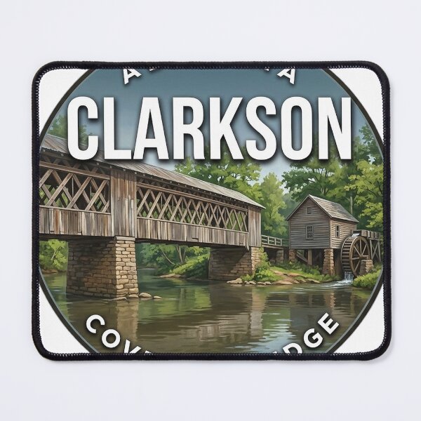 Item preview, Clarkson Covered Bridge Alabama Round Travel Badge Sticker designed and sold by DetourDgn.