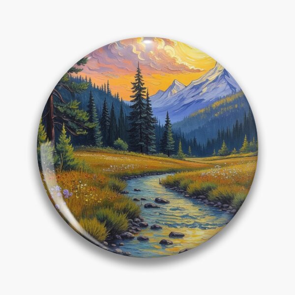 Item preview, Sunlit Alpine Stream - Impressionist Mountain Meadow designed and sold by nhk999.