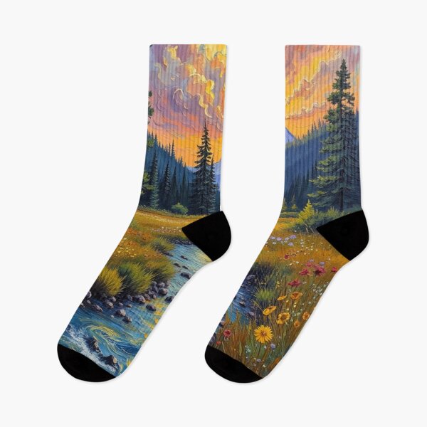 Artikelvorschau, Sonnenbeschienener Alpenbach – impressionistische Bergwiese entworfen und verkauft von nhk999.