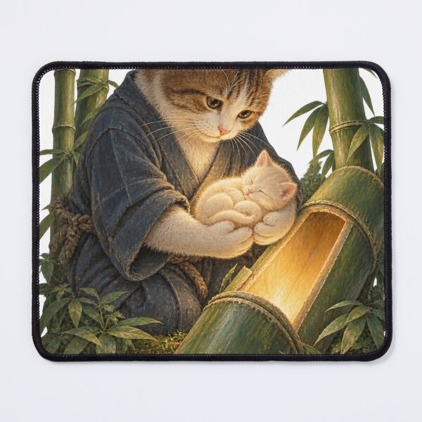 Item preview, Woodcutter Cat Finds Sleeping Bamboo Kitten designed and sold by Ocelot-T.
