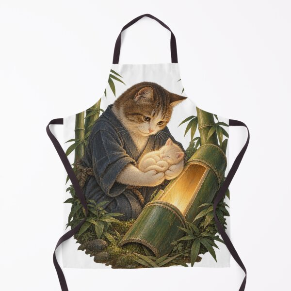 Item preview, Woodcutter Cat Finds Sleeping Bamboo Kitten designed and sold by Ocelot-T.