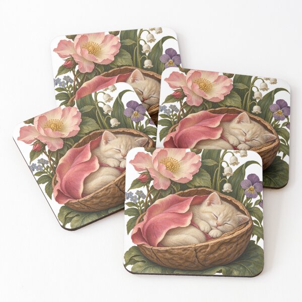 Item preview, Cream Kitten in Walnut Cradle designed and sold by Ocelot-T.