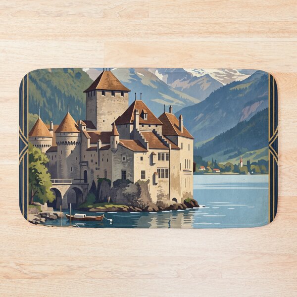 Item preview, Chateau de Chillon Switzerland Vintage Travel – Lake Geneva Montreux Medieval Castle designed and sold by Bomax121.