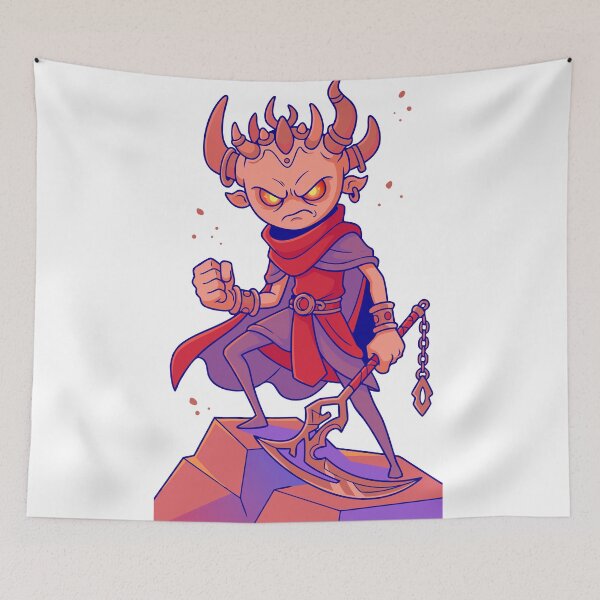 Item preview, Angry Demon Horned Warrior Scythe Fantasy Cartoon Art designed and sold by Rupesh-Art26.