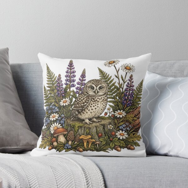 Item preview, Detailed Vintage Woodland Botanical Illustration of a Cute Baby Owl designed and sold by lovepower.