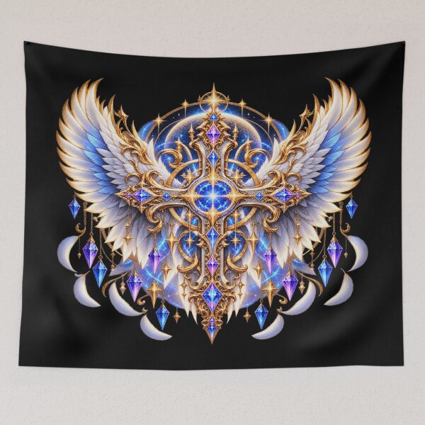 Item preview, Celestial Winged Cross – Divine Fantasy Emblem designed and sold by TroviTutto.