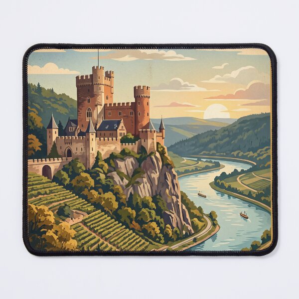 Item preview, Burg Rheinstein Germany Vintage Travel – Rhine Gorge Castle Vineyards Romantic Rhine designed and sold by Bomax121.