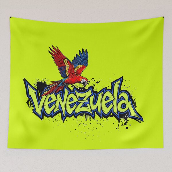Item preview, Venezuela in Flight: Macaw and Urban Graffiti Art designed and sold by keythxctrs.
