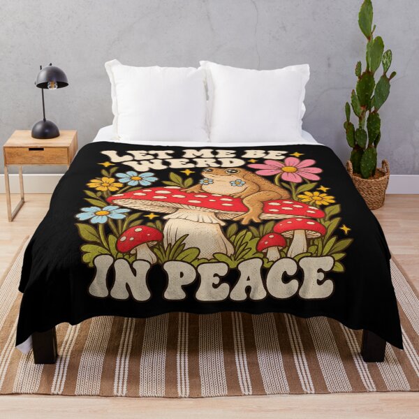 Item preview, Let Me Be Weird In Peace Retro Cottagecore Frog Mushroom Art designed and sold by SEINENGAPPI12.