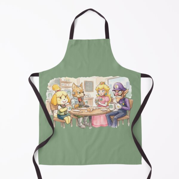 Item preview, ''Isabelle from (Animal Crossing), Fox McCloud, Princess Peach, Waluigi having coffee at starbucks. designed and sold by gorillazone_co.