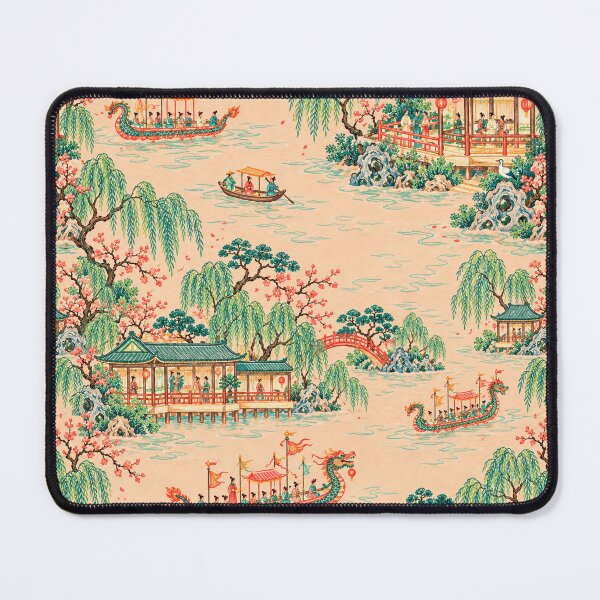 Item preview, The Garden of Dragon Boats – Chinese-Inspired Festival Landscape Pattern designed and sold by Bodique.