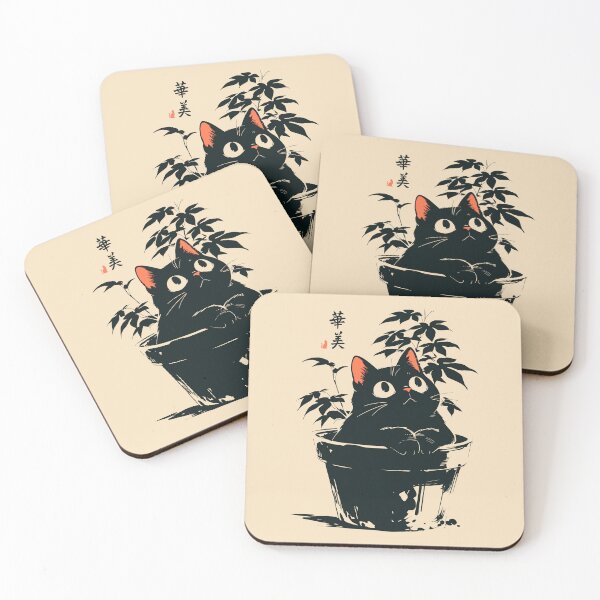 Item preview, Black Cat In Plant Pot Japanese Botanical designed and sold by mustbewhy.