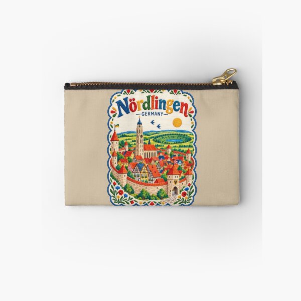 Item preview, Nördlingen Germany Embroidered Travel Art Stitched Folk Illustration designed and sold by Witsprings.