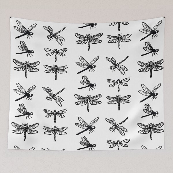 Item preview, Monochrome Art Dragonflies Decal - Doodle, Black & White designed and sold by 21 Tulips.