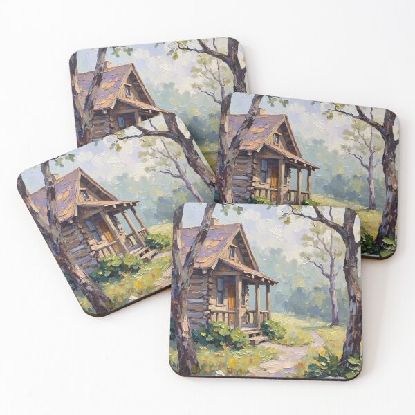 Item preview, Misty Morning Cabin - Oil Painting designed and sold by nhk999.