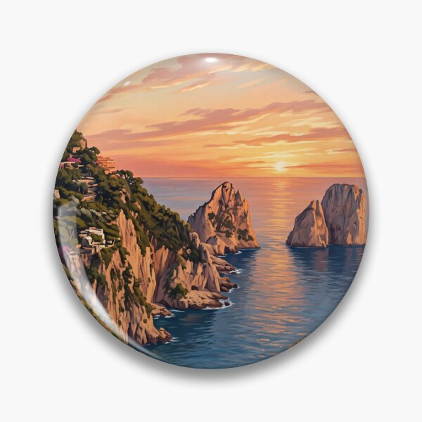 Item preview, Faraglioni Rocks Capri Italy Vintage Travel – Sea Stacks Natural Arch Tyrrhenian Sea designed and sold by Bomax121.