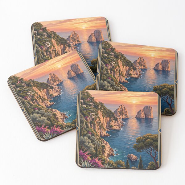 Item preview, Faraglioni Rocks Capri Italy Vintage Travel – Sea Stacks Natural Arch Tyrrhenian Sea designed and sold by Bomax121.