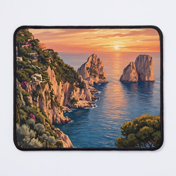Item preview, Faraglioni Rocks Capri Italy Vintage Travel – Sea Stacks Natural Arch Tyrrhenian Sea designed and sold by Bomax121.