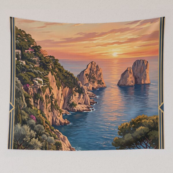 Item preview, Faraglioni Rocks Capri Italy Vintage Travel – Sea Stacks Natural Arch Tyrrhenian Sea designed and sold by Bomax121.