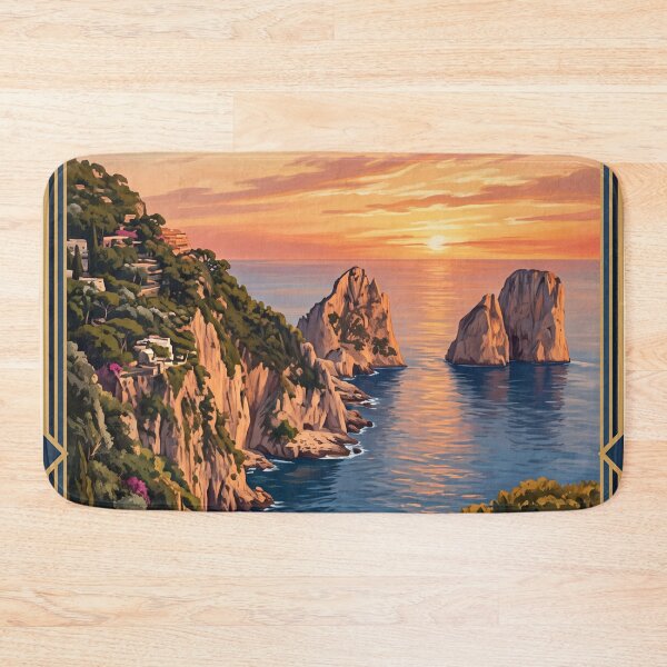 Item preview, Faraglioni Rocks Capri Italy Vintage Travel – Sea Stacks Natural Arch Tyrrhenian Sea designed and sold by Bomax121.