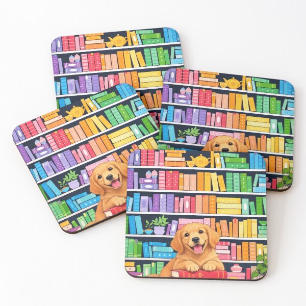 Item preview, Cute Golden Retriever Dog Reading Among Colorful Books designed and sold by Petsthetic.