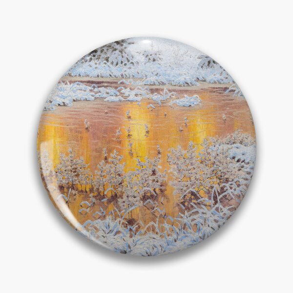 Artikelvorschau, Sun Reflections in Winter Landscape on mirrored water oil on canvas print by Gustaf Fjæstad entworfen und verkauft von Jéanpaul  Ferro.