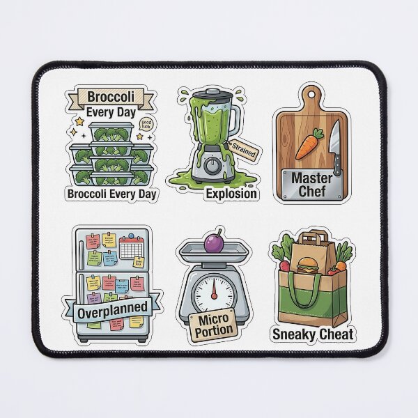 Item preview, Overambitious Healthy Meal Prep Sticker Pack - New Year Diet Puns designed and sold by SimpleP.