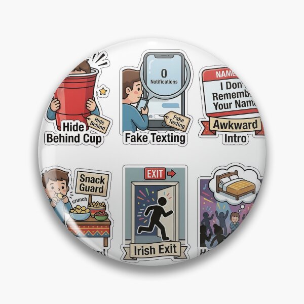 Item preview, Awkward Small Talk New Year Party Sticker Pack - Introvert Humor designed and sold by SimpleP.