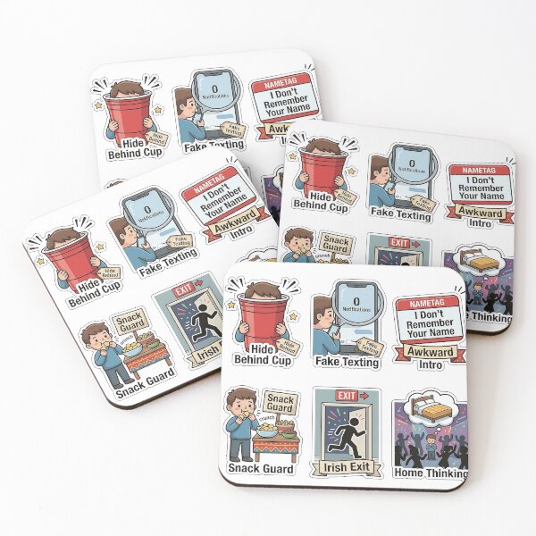 Item preview, Awkward Small Talk New Year Party Sticker Pack - Introvert Humor designed and sold by SimpleP.