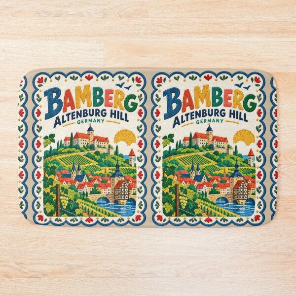 Item preview, Bamberg Altenburg Hill Germany Embroidered Travel Illustration designed and sold by Witsprings.