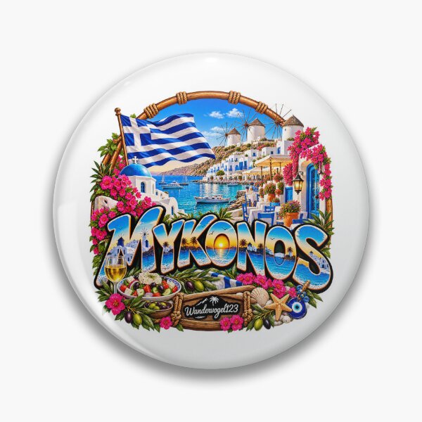 Item preview, Mykonos Greece – Greek island windmills & Aegean Sea designed and sold by Wandervogel123.