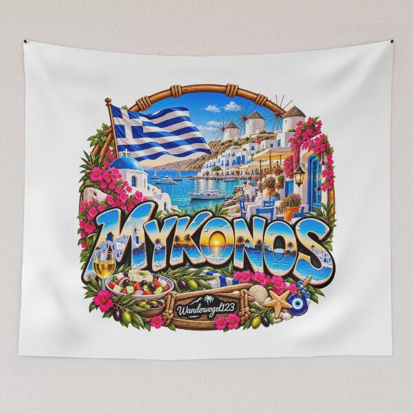 Item preview, Mykonos Greece – Greek island windmills & Aegean Sea designed and sold by Wandervogel123.
