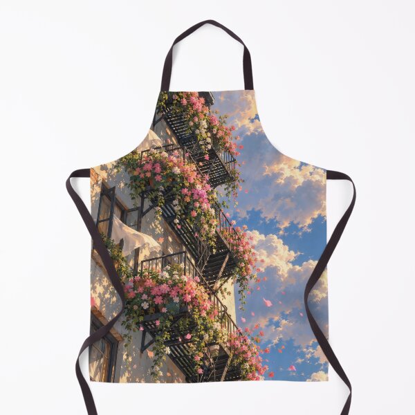 Item preview, Flower Covered Fire Escape Under a Dreamy Summer Sky designed and sold by H-Tsvetkova.