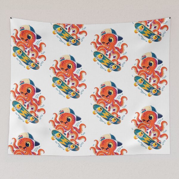 Item preview, Cute Skateboarding Octopus Funny Ocean Character designed and sold by SHRETAM CO..