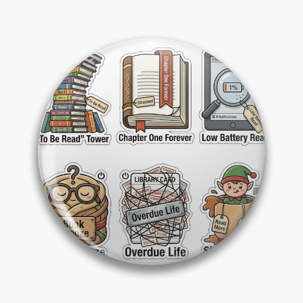 Item preview, Over-ambitious Reading Goal Resolution Sticker Pack - Bookworm Puns designed and sold by SimpleP.