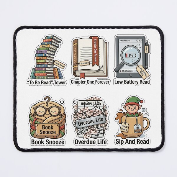 Item preview, Over-ambitious Reading Goal Resolution Sticker Pack - Bookworm Puns designed and sold by SimpleP.