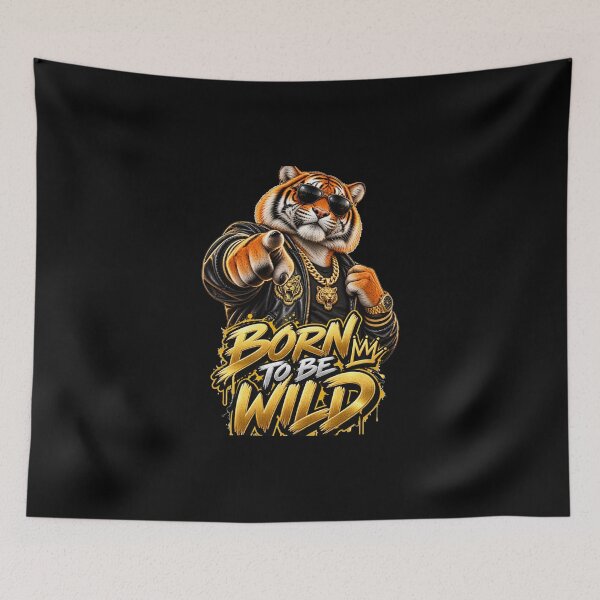 Item preview, Cool Tiger in Leather Jacket Born to Be Wild designed and sold by InterStore78.