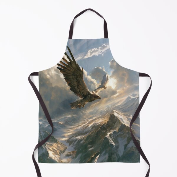 Artikelvorschau, Ein prächtiger Donneradler, der kraftvoll über einem weiten Gebirgstal kreist. Fantasy- und Mythologiewesen entworfen und verkauft von CDC40.