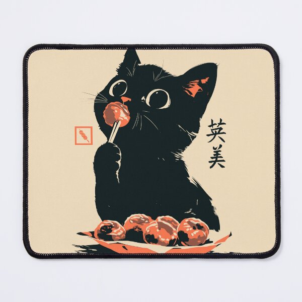 Item preview, Black Cat Takoyaki Japanese Street Food Retro designed and sold by mustbewhy.