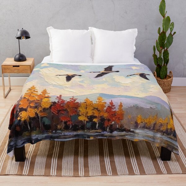 Item preview, Autumn Flight Over Still Waters - Oil Painting designed and sold by nhk999.