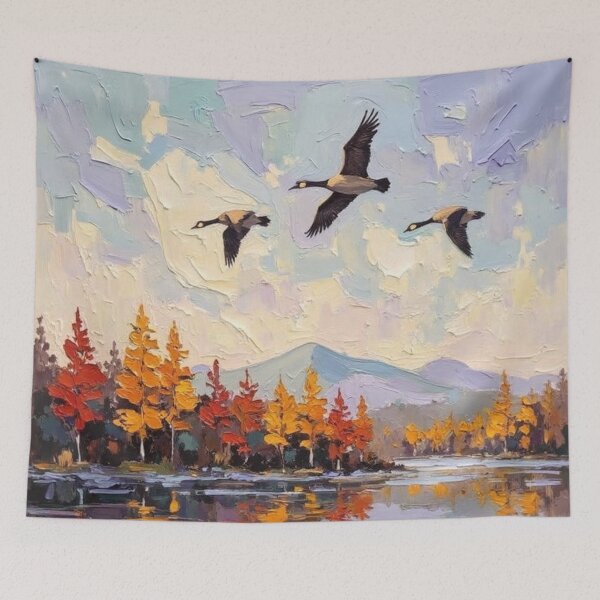 Item preview, Autumn Flight Over Still Waters - Oil Painting designed and sold by nhk999.