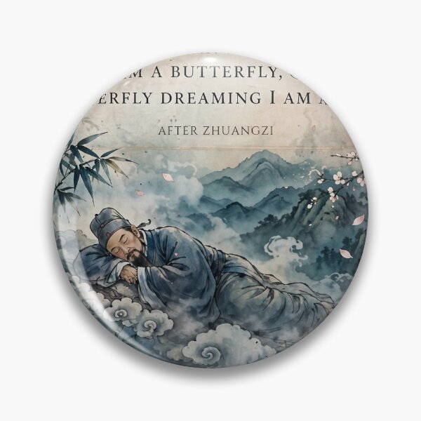 Item preview, "Am I a Man Dreaming I Am a Butterfly" Zhuangzi T-Shirt designed and sold by CalderVeritas.
