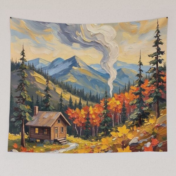 Item preview, Golden Autumn Cottage - Oil Painting designed and sold by nhk999.