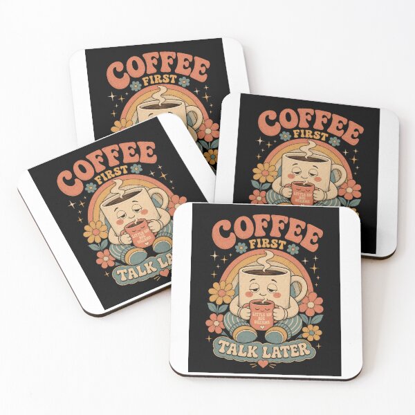 Item preview, Coffee First Talk Later Retro Groovy Coffee Lover Mug Cartoon designed and sold by MajaDesign07Art.